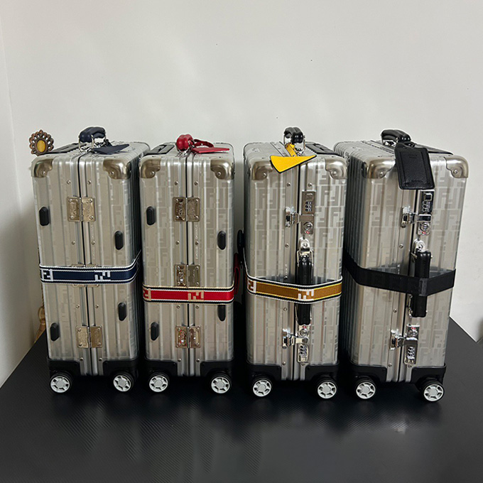 rimowa fendi joint‑edition aluminum ff monogram cabin suitcase